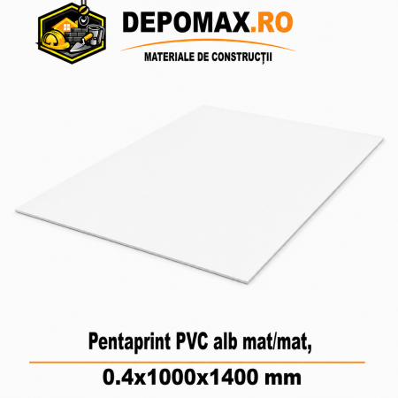 Placa PVC rigid Pentaprint Alb Mat/Mat 0.4x1000x1400 mm